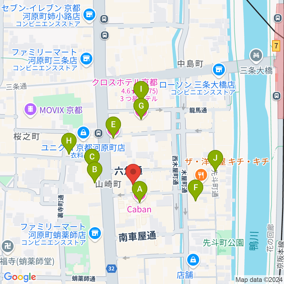 木屋町DEWEY周辺のホテル一覧地図