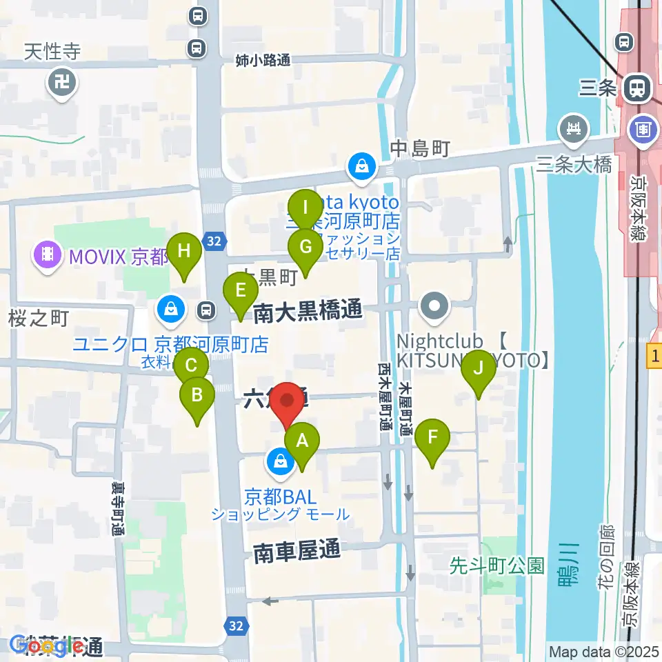 木屋町DEWEY周辺のホテル一覧地図