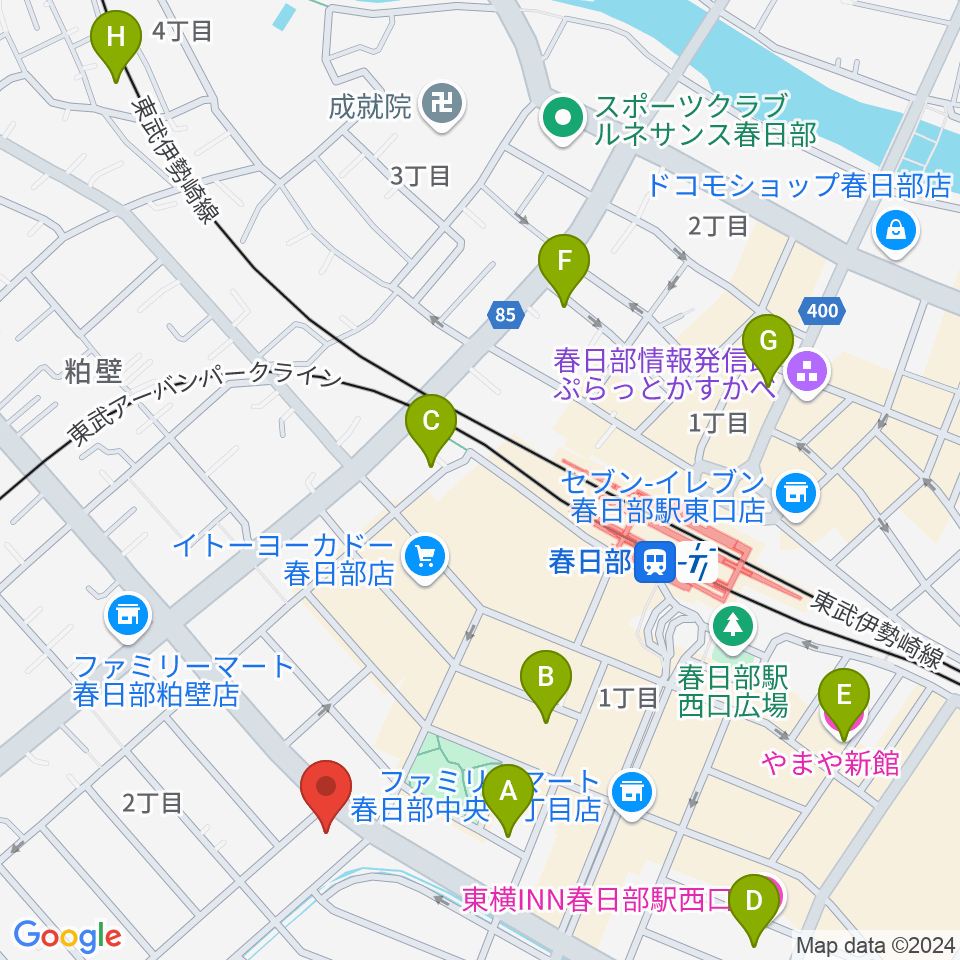 春日部エバーチャイルド周辺のホテル一覧地図