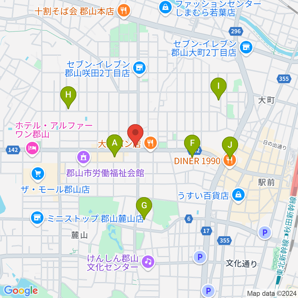 カワイ郡山ショップ周辺のホテル一覧地図