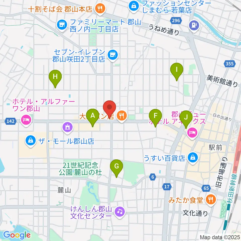 カワイ郡山ショップ周辺のホテル一覧地図