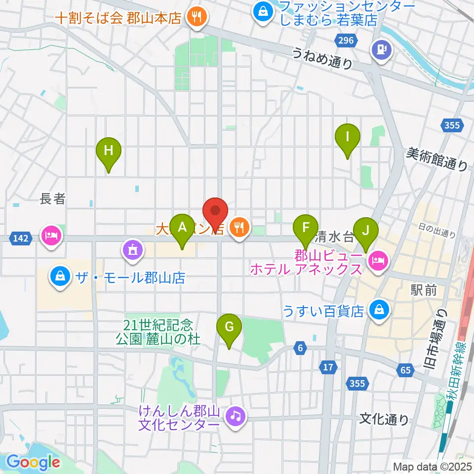 カワイ郡山ショップ周辺のホテル一覧地図