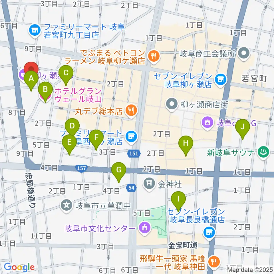 柳ヶ瀬アンツ周辺のホテル一覧地図
