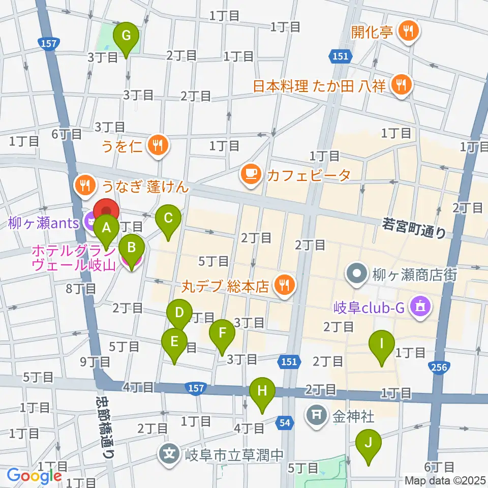 柳ヶ瀬アンツ周辺のホテル一覧地図