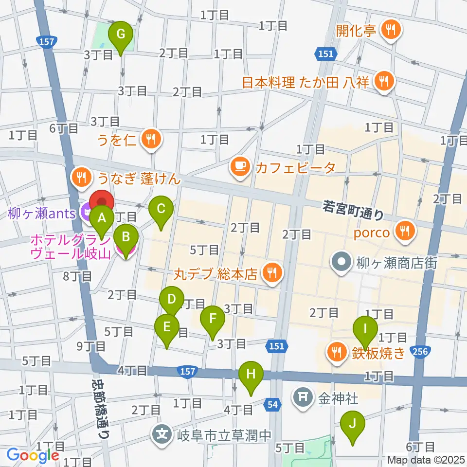 柳ヶ瀬アンツ周辺のホテル一覧地図