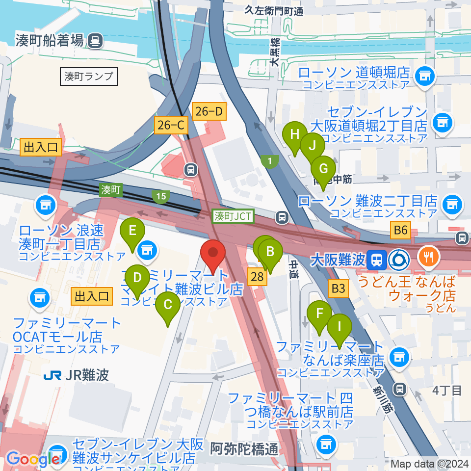 難波Mele周辺のホテル一覧地図