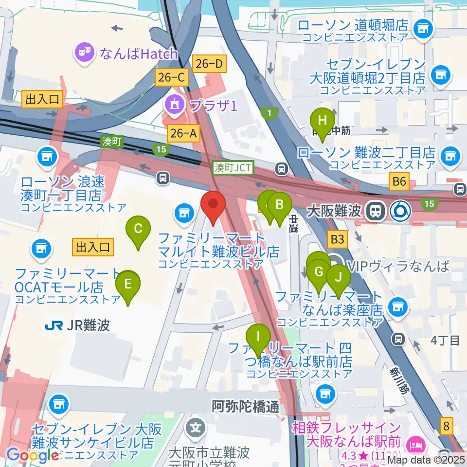 難波Mele周辺のホテル一覧地図