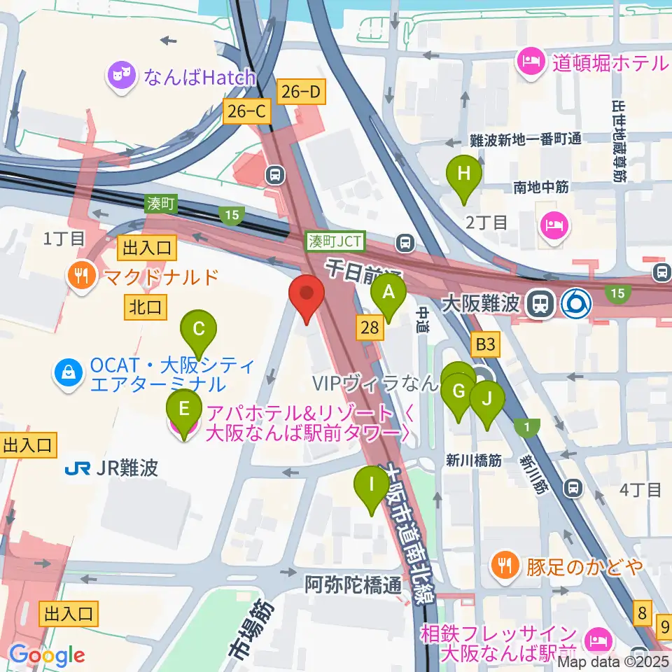難波Mele周辺のホテル一覧地図