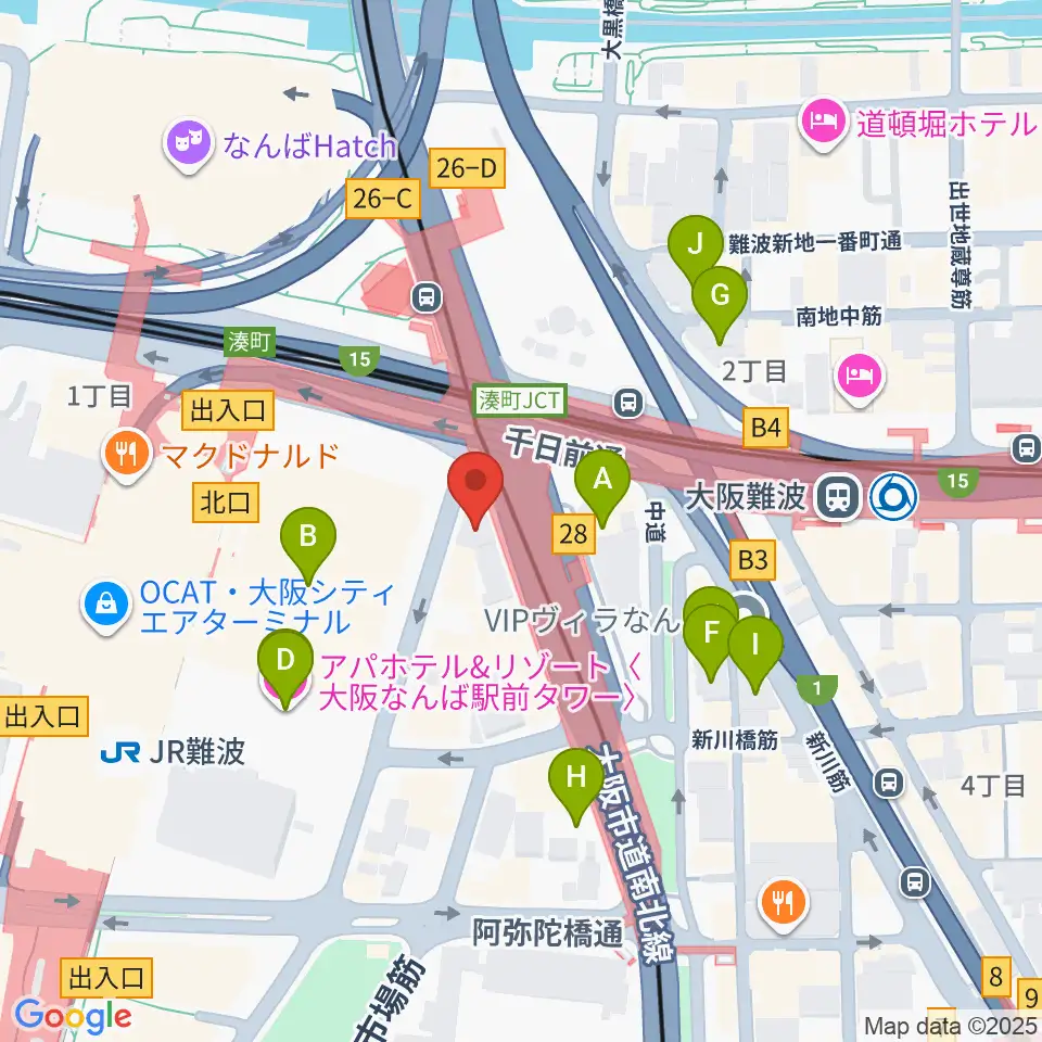難波Mele周辺のホテル一覧地図
