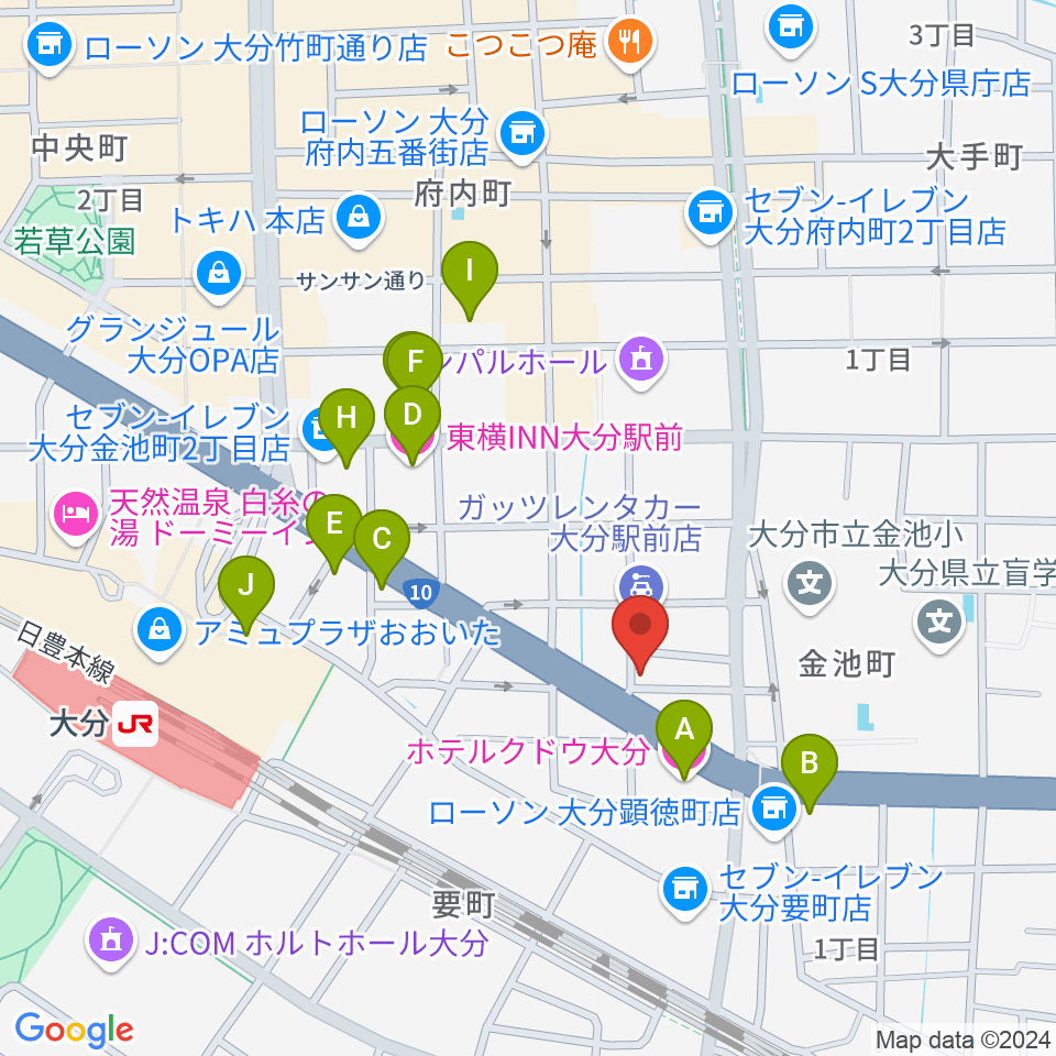 大分DRUM Be-0周辺のホテル一覧地図