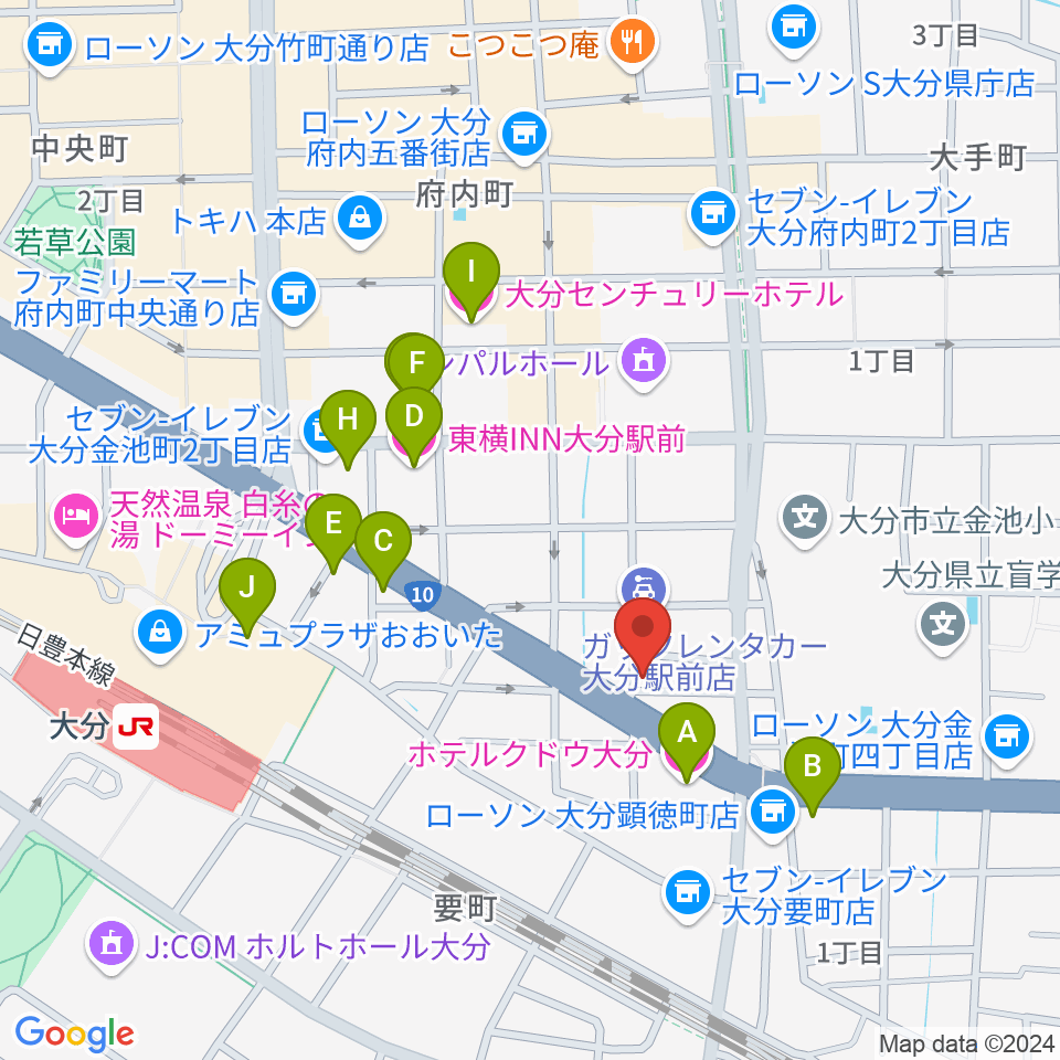 大分DRUM Be-0周辺のホテル一覧地図