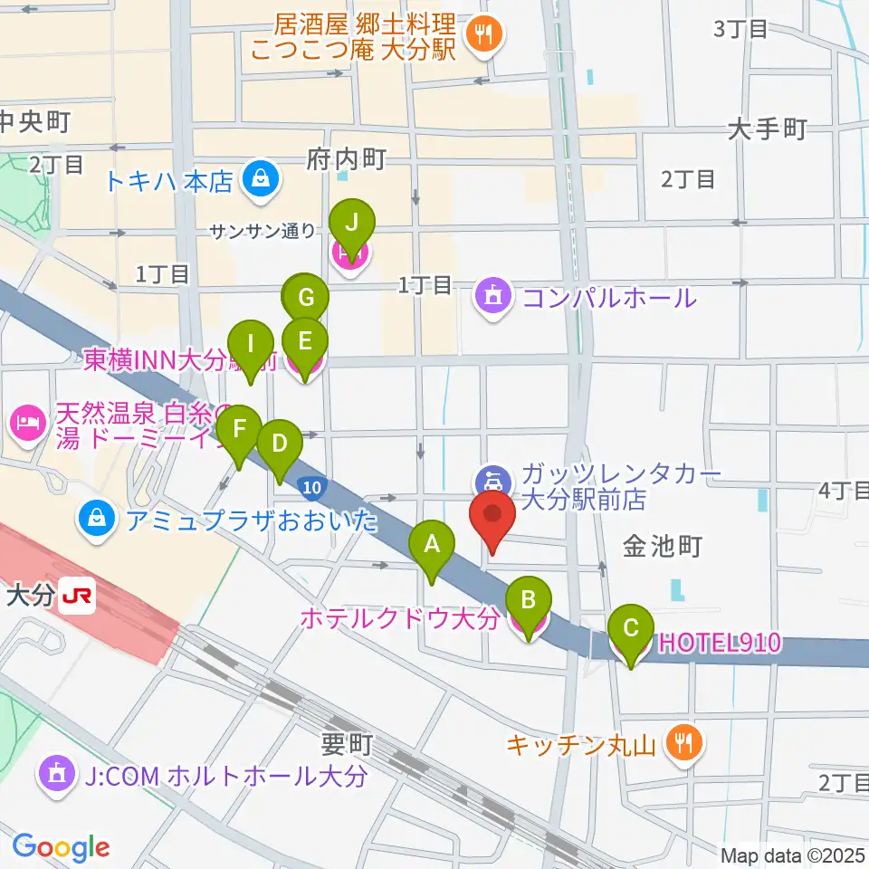 大分DRUM Be-0周辺のホテル一覧地図