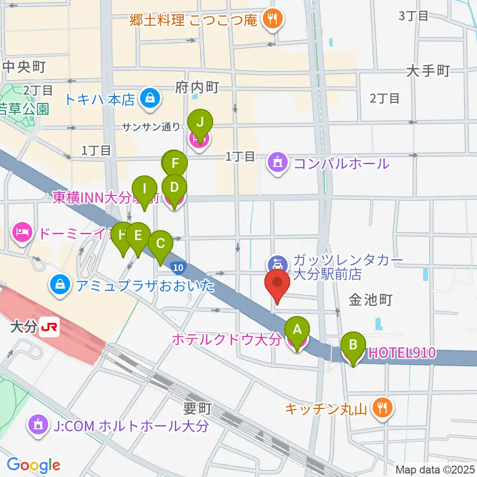 大分DRUM Be-0周辺のホテル一覧地図