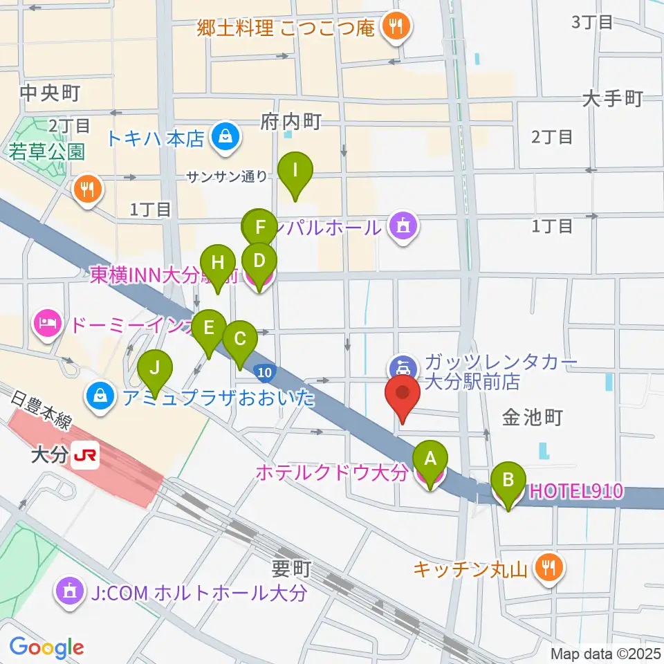 大分DRUM Be-0周辺のホテル一覧地図