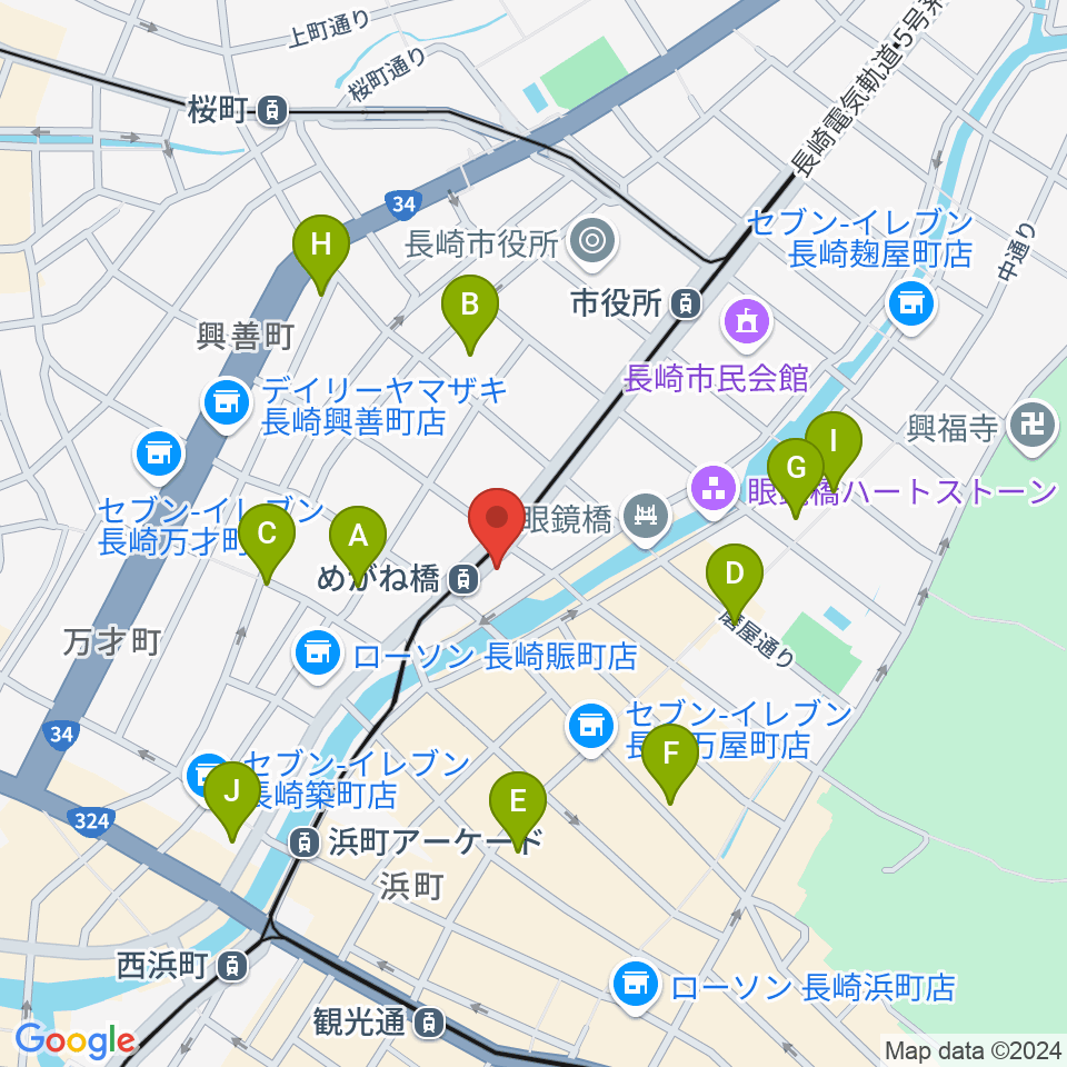 長崎DRUM Be-7周辺のホテル一覧地図