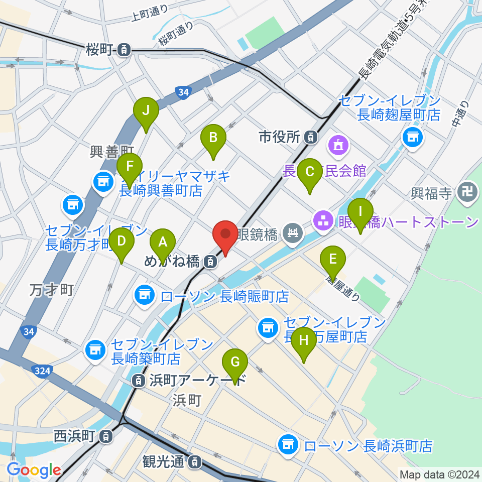 長崎DRUM Be-7周辺のホテル一覧地図