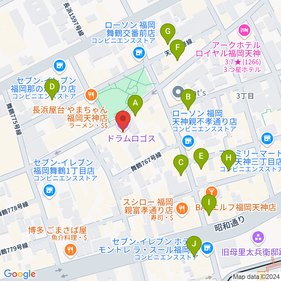 福岡DRUM LOGOS周辺のホテル一覧地図