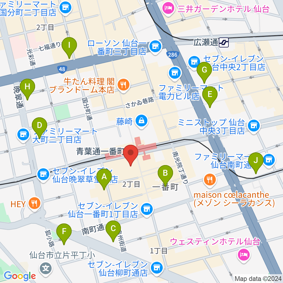 仙台MACANA周辺のホテル一覧地図