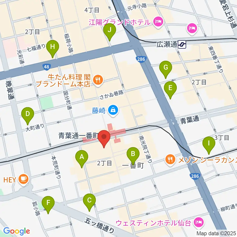 仙台MACANA周辺のホテル一覧地図