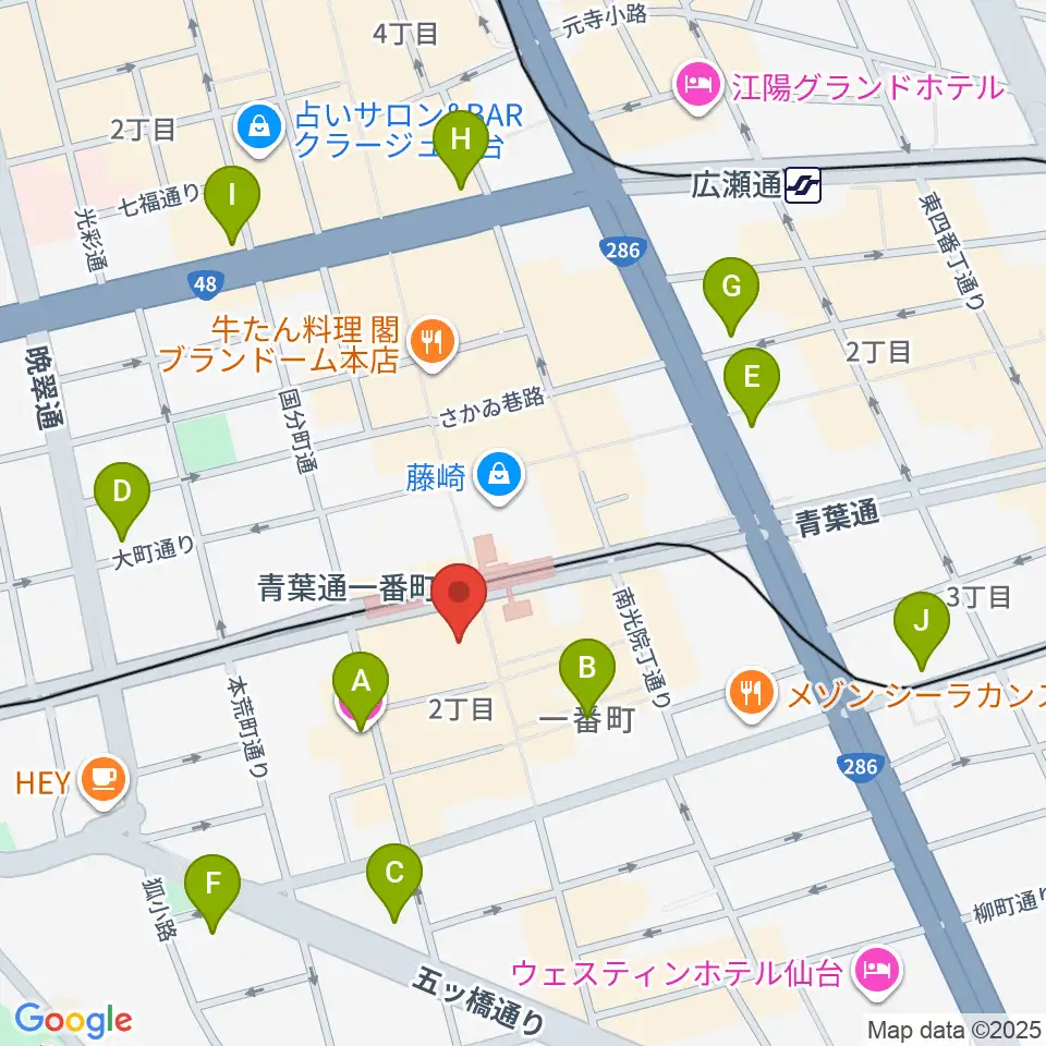 仙台MACANA周辺のホテル一覧地図