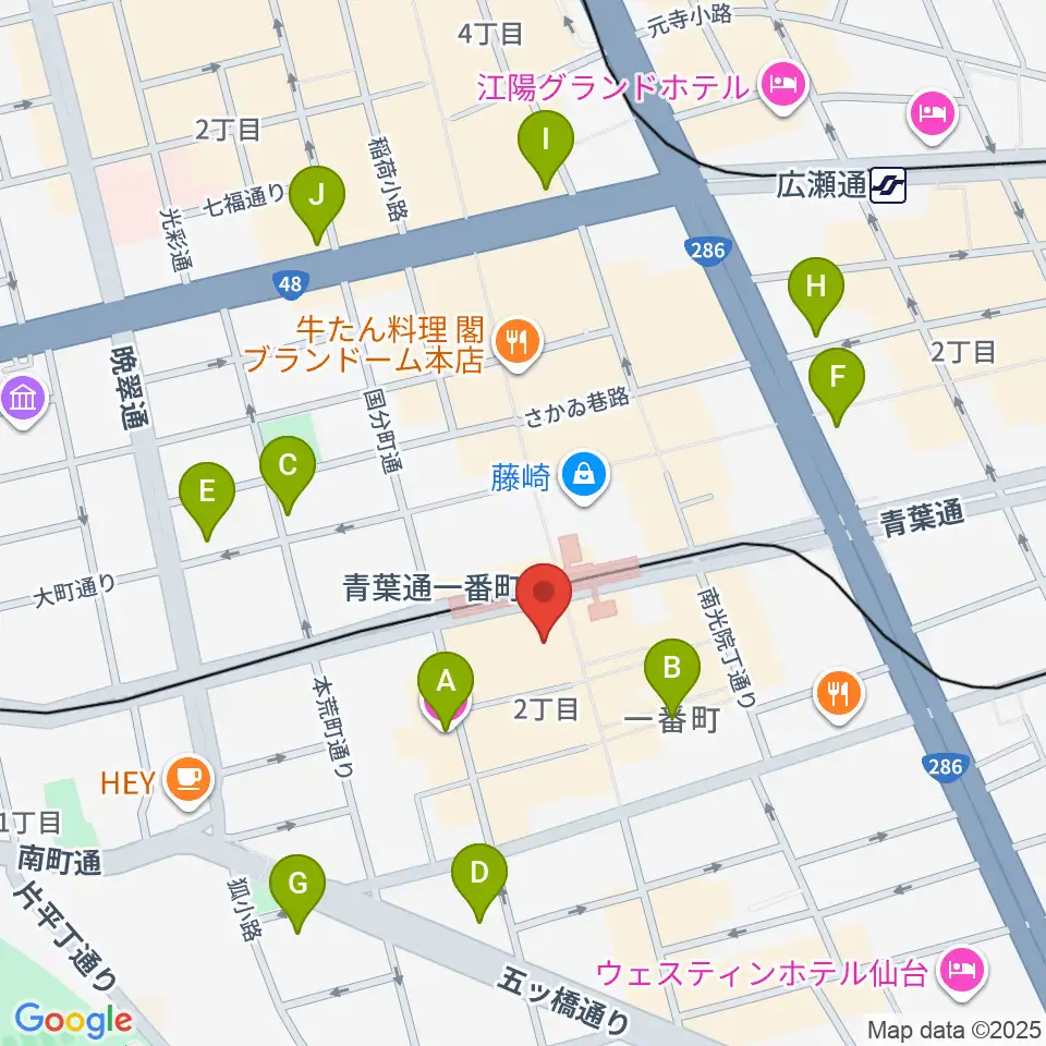 仙台MACANA周辺のホテル一覧地図