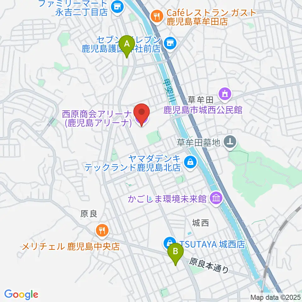西原商会アリーナ周辺のホテル一覧地図