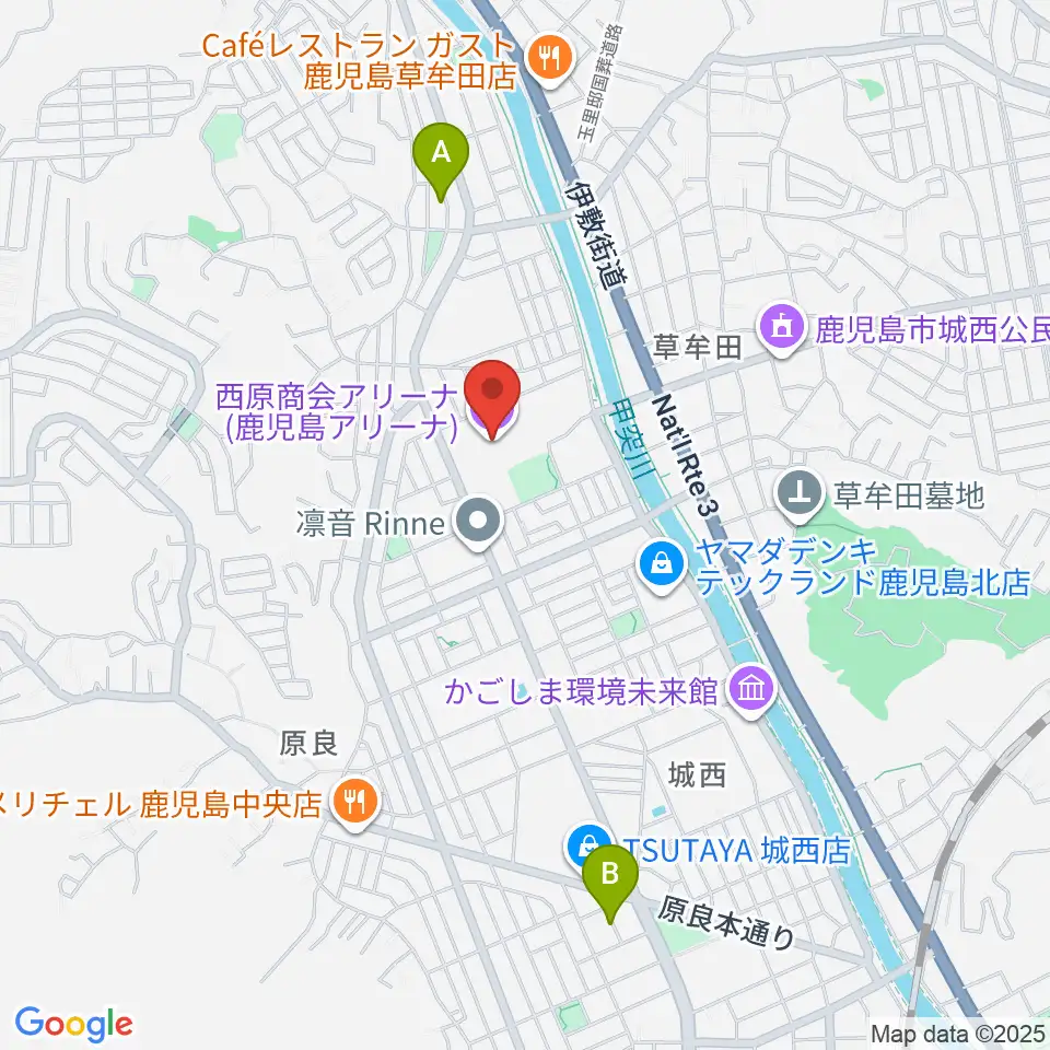 西原商会アリーナ周辺のホテル一覧地図