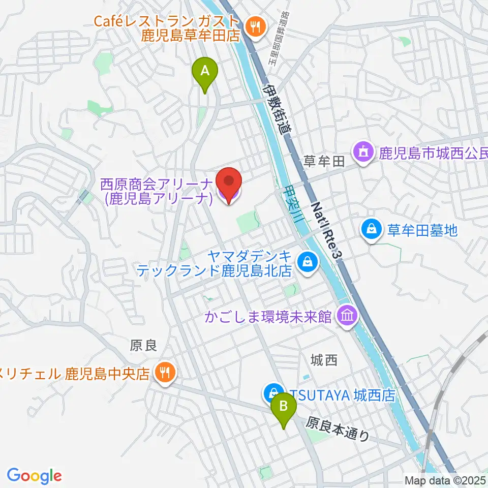 西原商会アリーナ周辺のホテル一覧地図