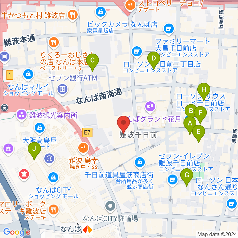 NMB48劇場周辺のホテル一覧地図