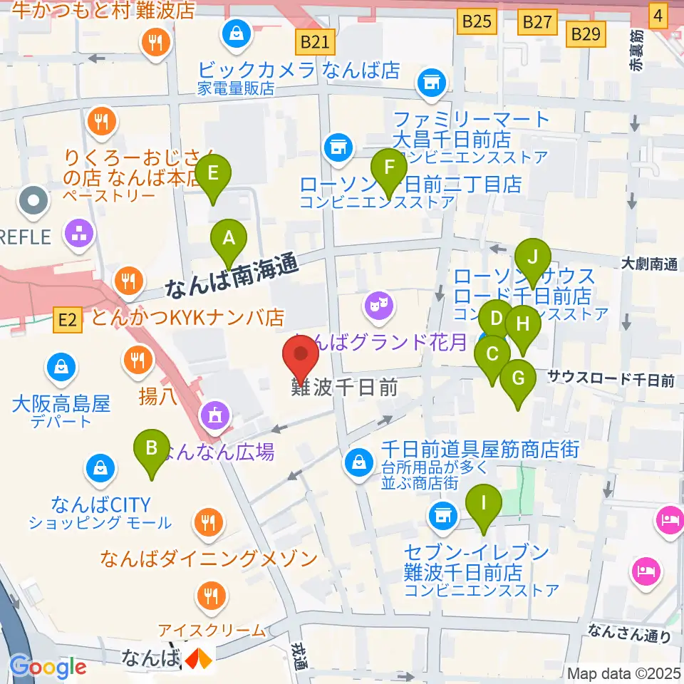 NMB48劇場周辺のホテル一覧地図