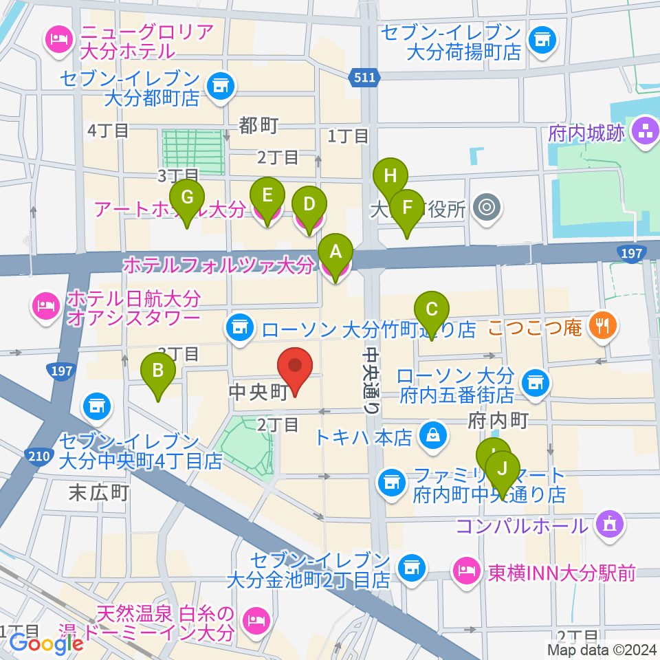 AT HALL周辺のホテル一覧地図