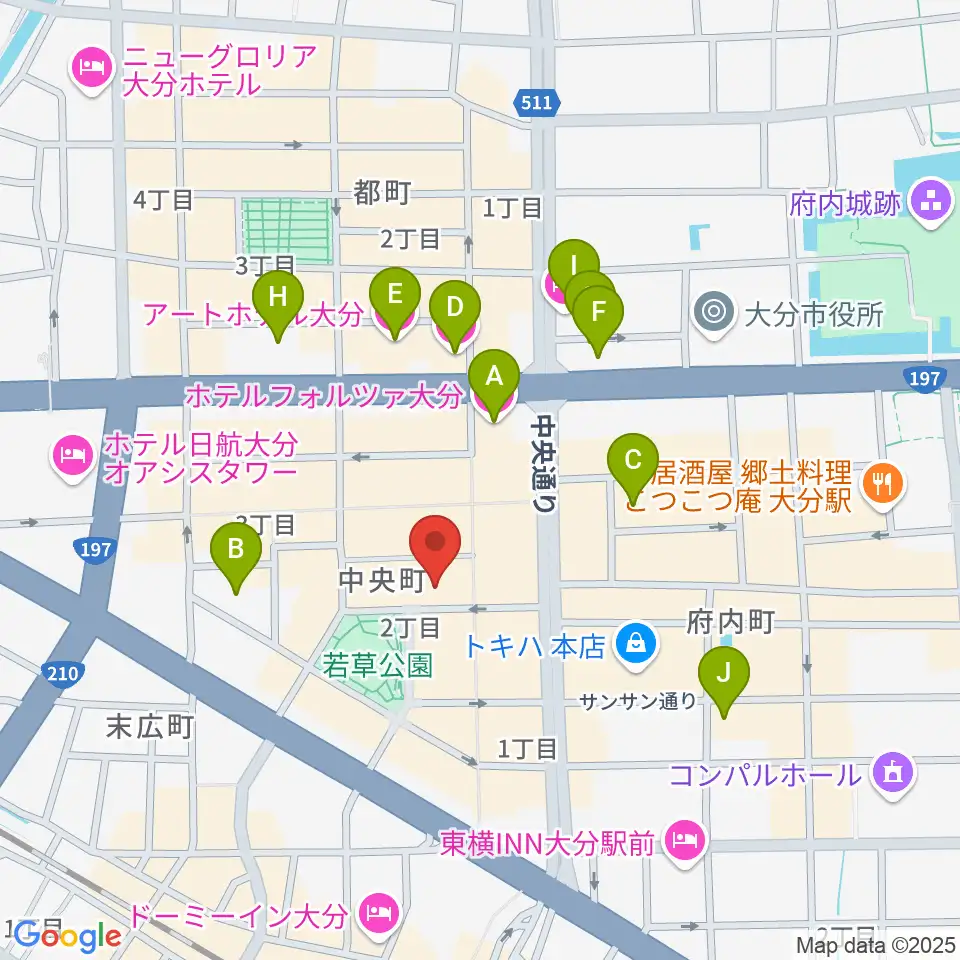 AT HALL周辺のホテル一覧地図