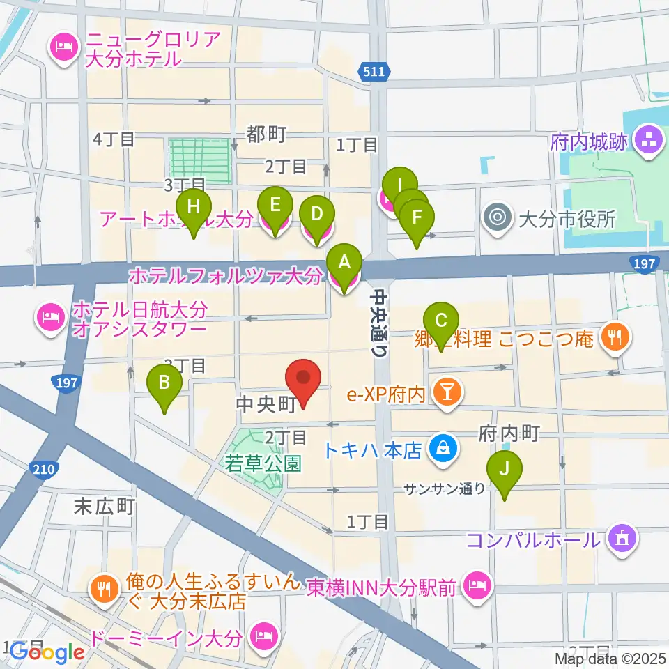 AT HALL周辺のホテル一覧地図