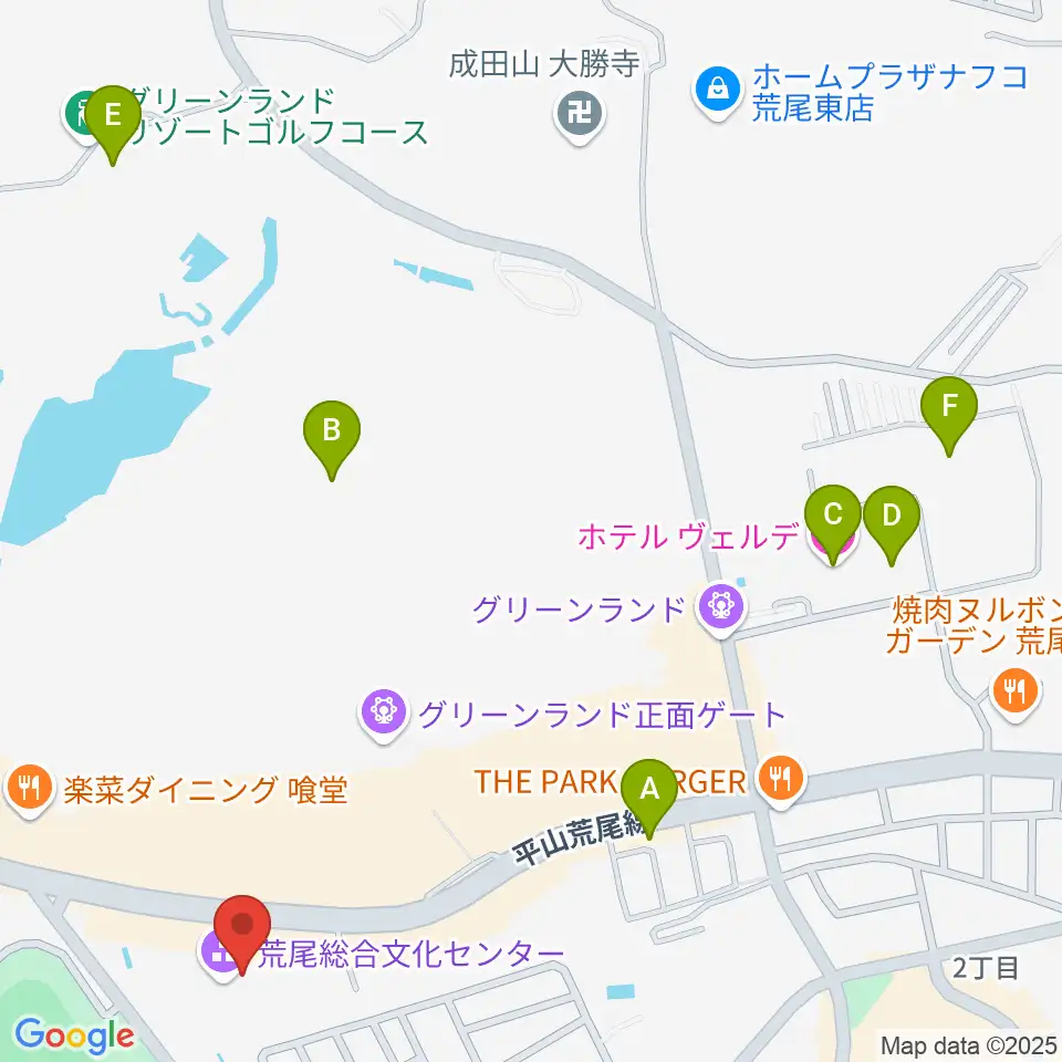 荒尾総合文化センター周辺のホテル一覧地図