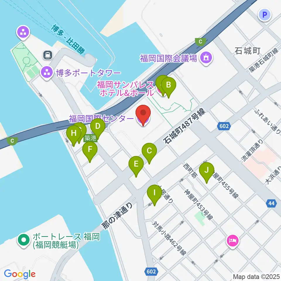 福岡国際センター周辺のホテル一覧地図