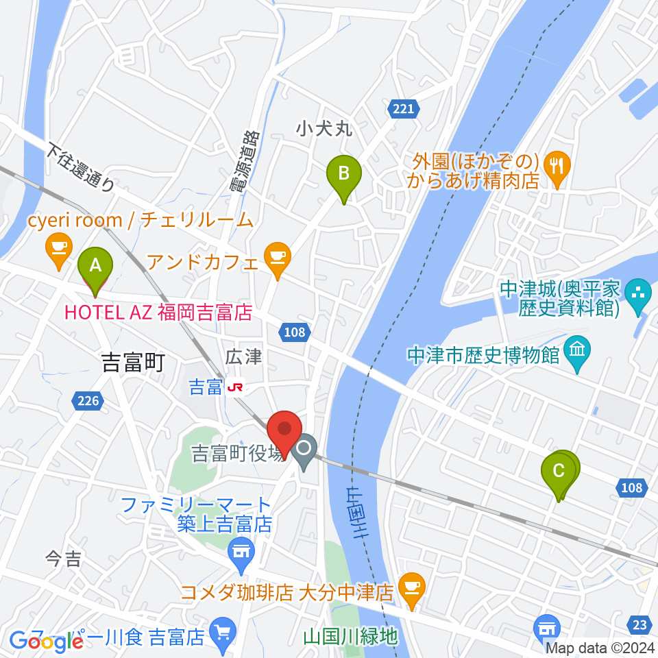 吉富フォーユー会館周辺のホテル一覧地図