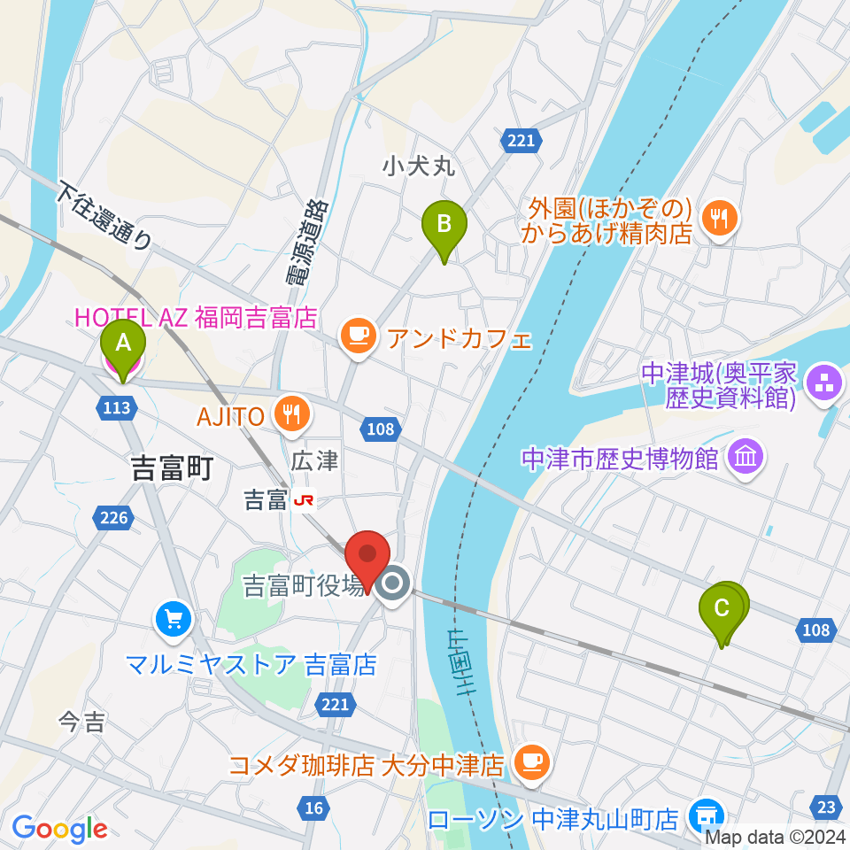 吉富フォーユー会館周辺のホテル一覧地図