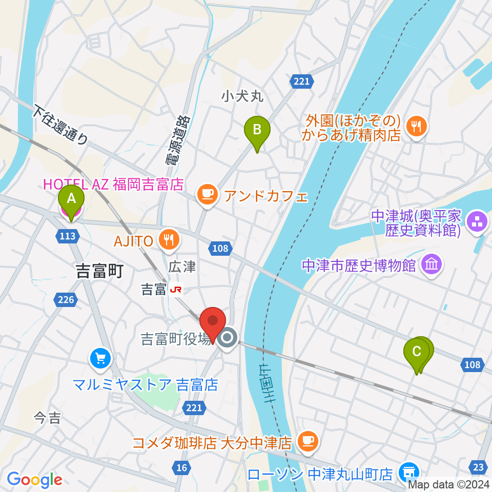 吉富フォーユー会館周辺のホテル一覧地図