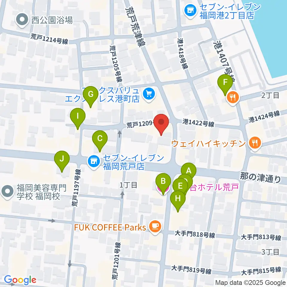 福岡PEACE周辺のホテル一覧地図