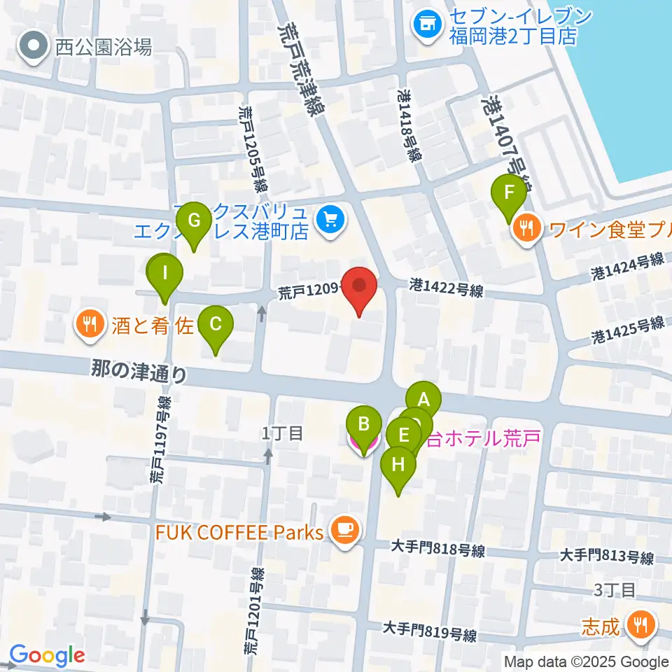 福岡PEACE周辺のホテル一覧地図