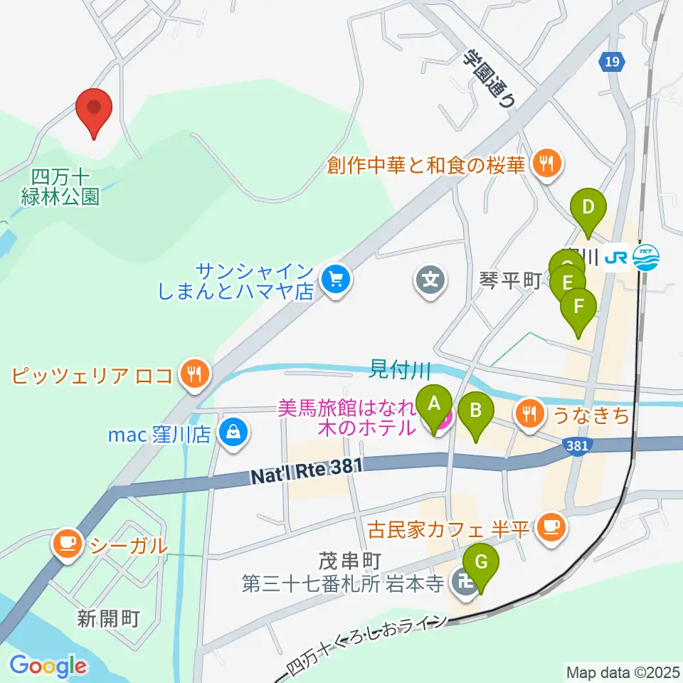 窪川四万十会館周辺のホテル一覧地図