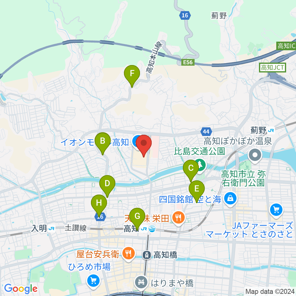 高知ライラホール周辺のホテル一覧地図