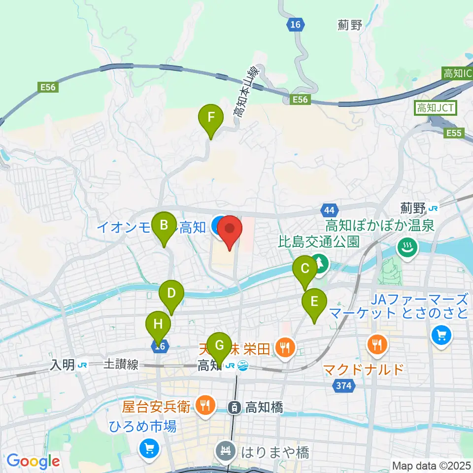 高知ライラホール周辺のホテル一覧地図