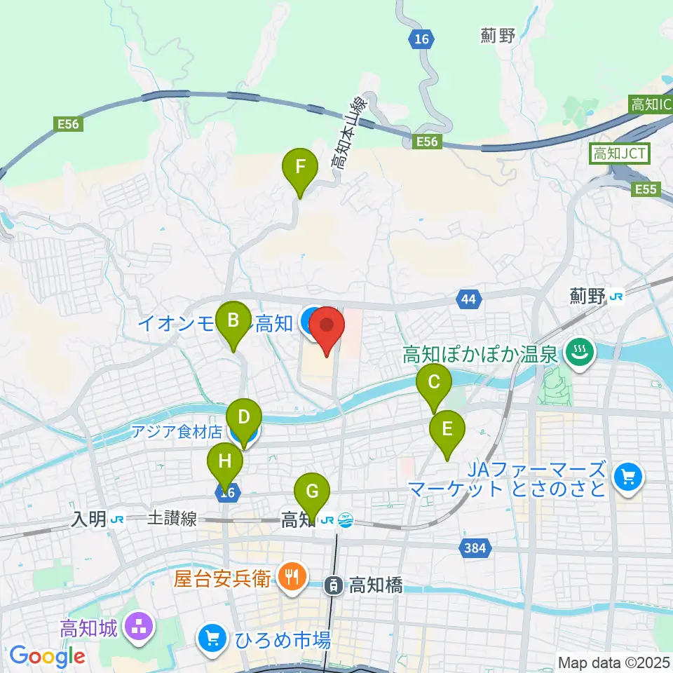 高知ライラホール周辺のホテル一覧地図