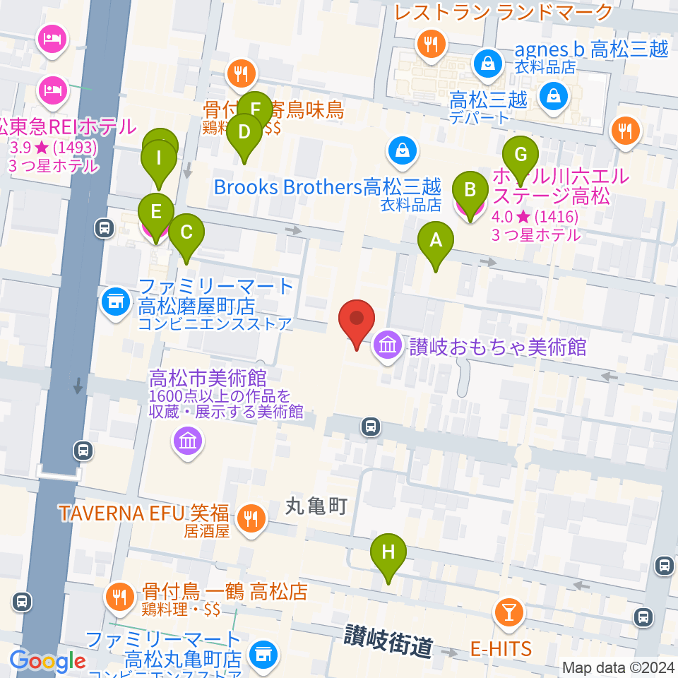 丸亀町レッツホール周辺のホテル一覧地図