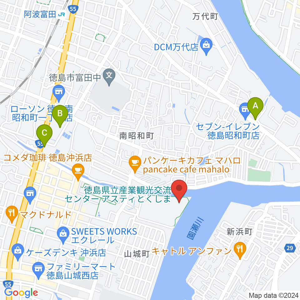 アスティとくしま周辺のホテル一覧地図