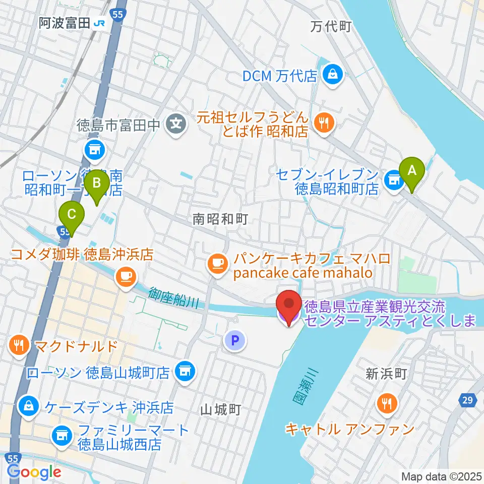 アスティとくしま周辺のホテル一覧地図