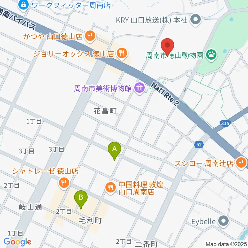 周南市文化会館周辺のホテル一覧地図