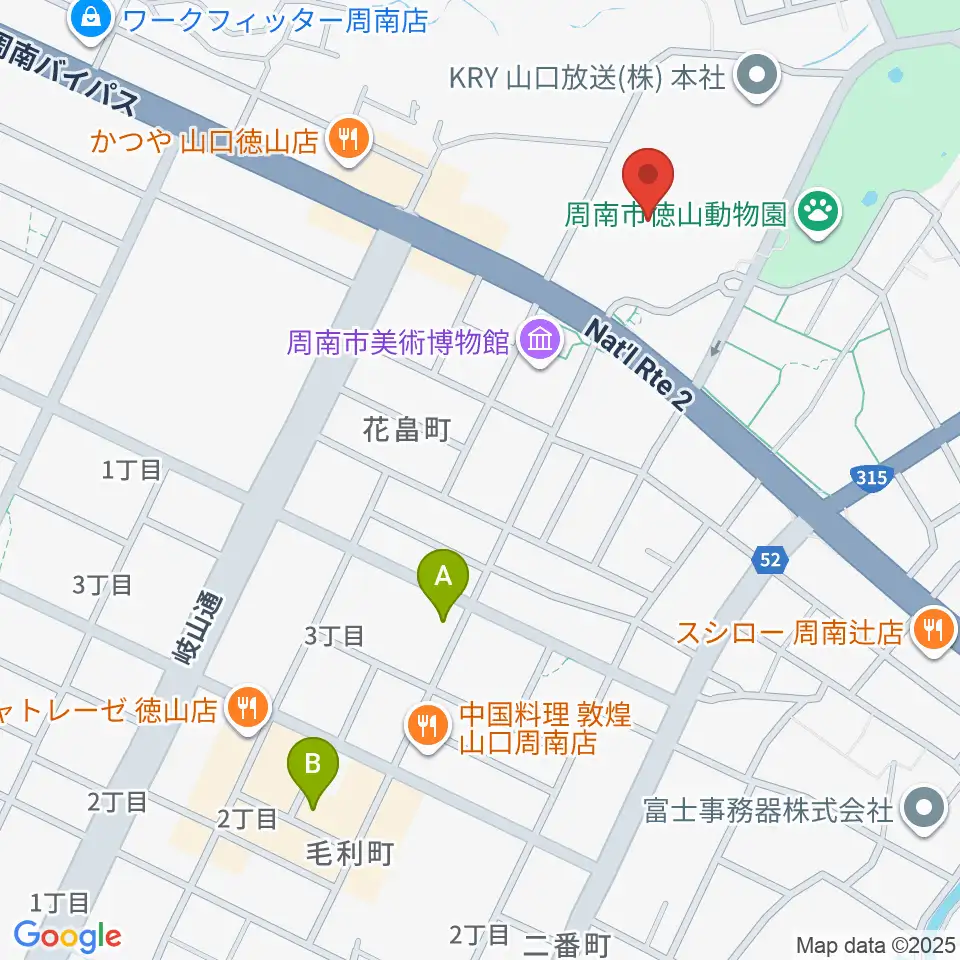 周南市文化会館周辺のホテル一覧地図