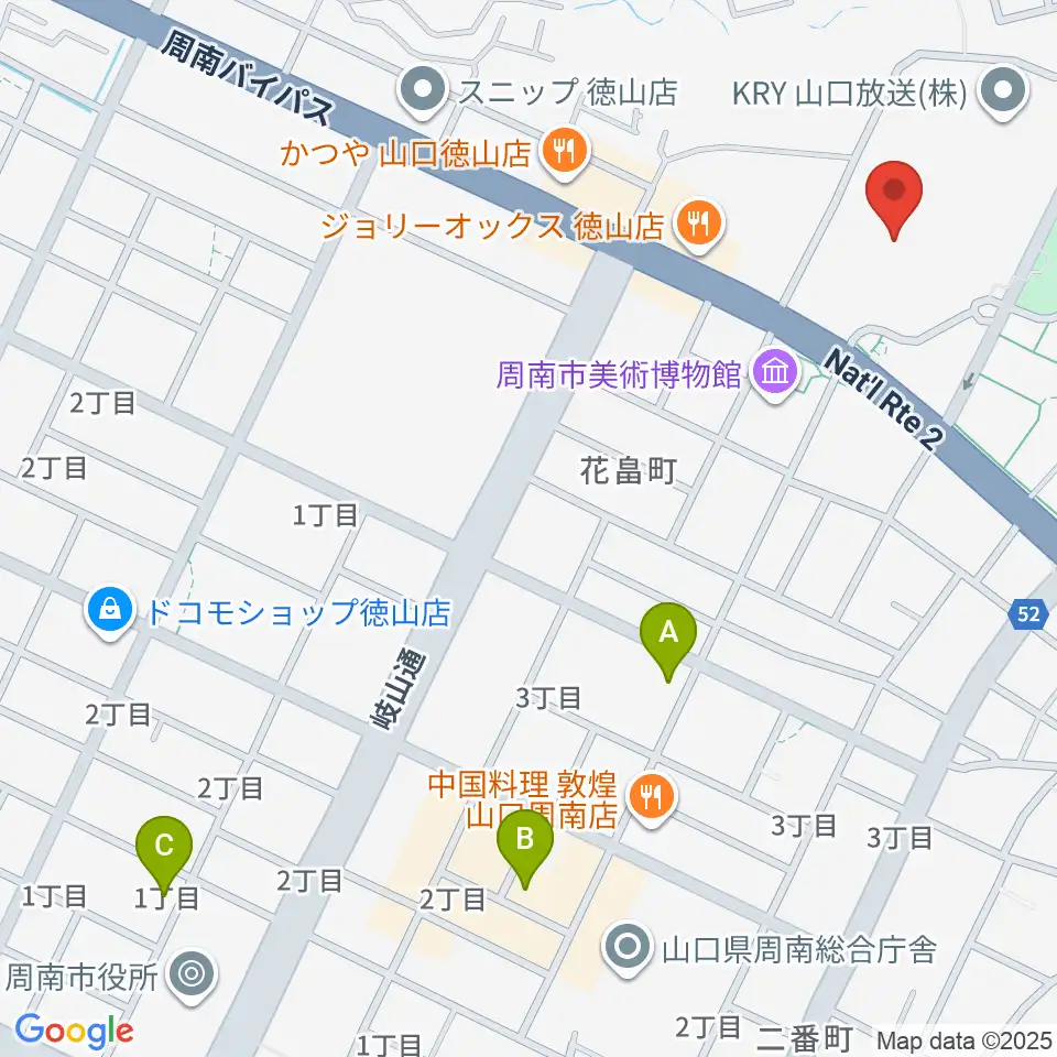 周南市文化会館周辺のホテル一覧地図